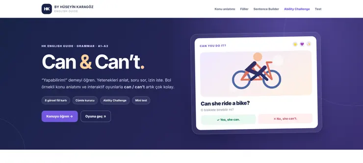 Can / Can’t dersinin gerçek ekran görüntüsü