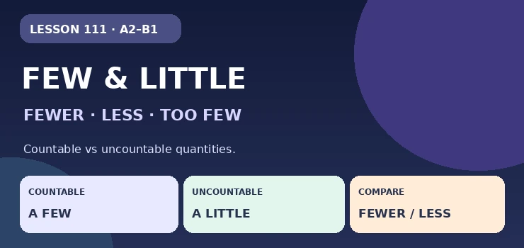 Few / A Few / Little / A Little / Fewer / Less English grammar cover