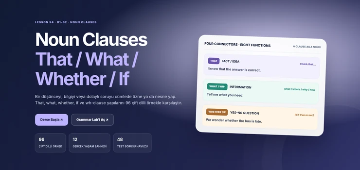 Noun Clauses That What Whether If B1 B2 İngilizce dersi