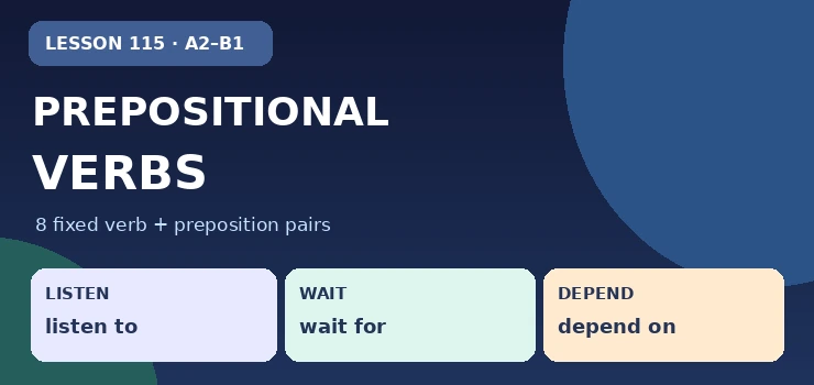 Prepositional Verbs: Listen To / Wait For / Depend On English grammar cover