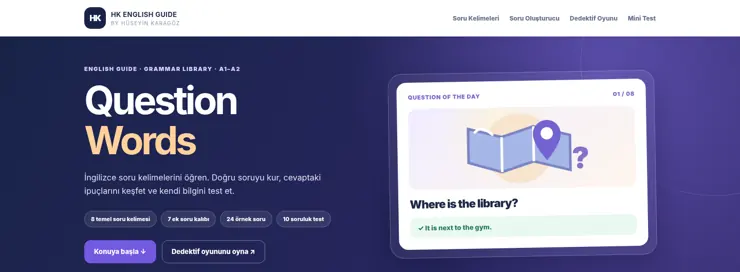 Question Words dersinin gerçek ekran görüntüsü