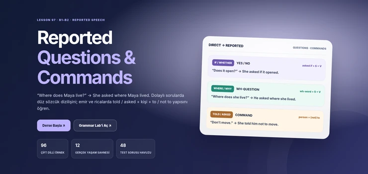 Reported Questions and Commands B1 B2 İngilizce dersi