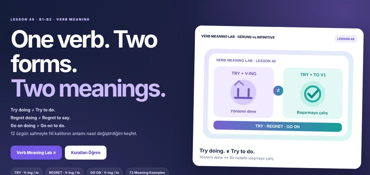 Try Regret Go On gerund vs infinitive verb meaning visual lesson