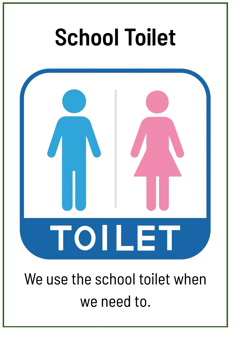 School Toilet: We use the school toilet when we need to.
